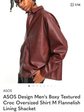 ASOS Burgundy Faux-Snake Leather Jacket